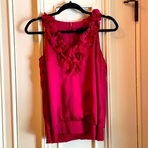 White House Black Market crimson silk top, size 2